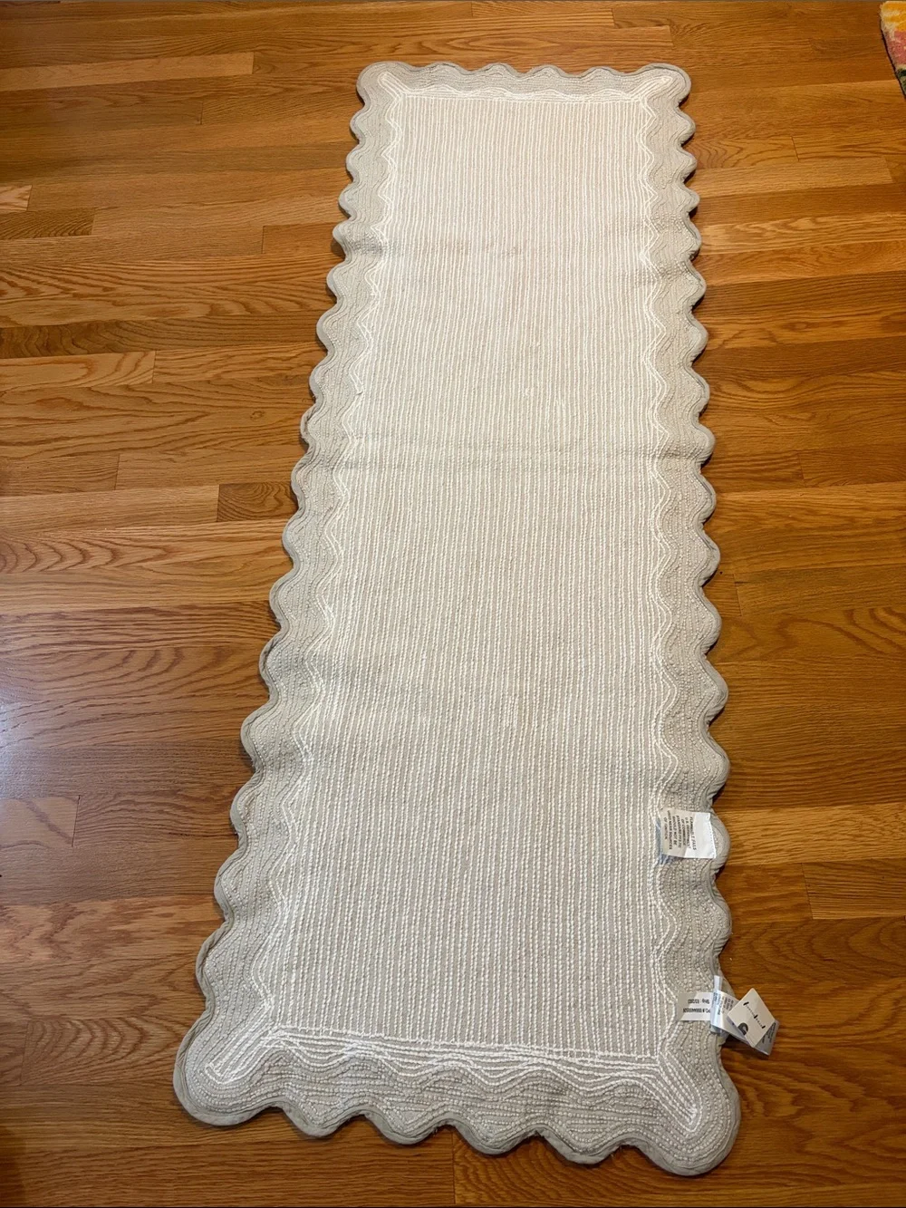 Anthropologie Scalloped Cotton Bath Mat Runner NWT